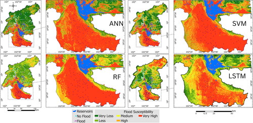 Figure 8. Flood susceptibility maps generated from machine learning models.