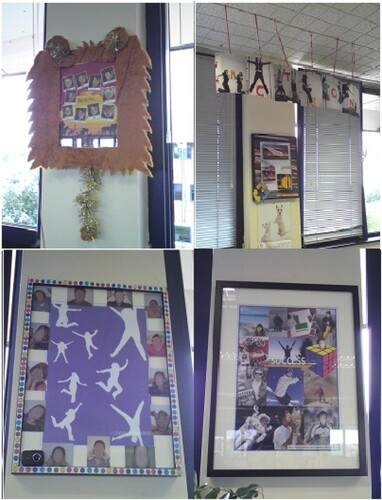 Figure 5 . Pod posters (clockwise from top left): ‘Pride’, ‘Action’, ‘Success’ & ‘Sense of fun’.