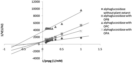 Figure 6. Kinetic analysis of α-glucosidase inhibition by different fractions of Otostegia persica extract.