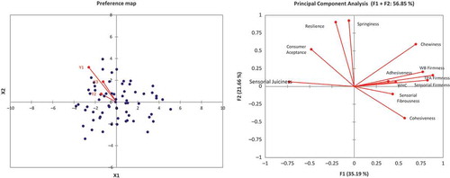 FIGURE 2 Preference map and principal component analysis.