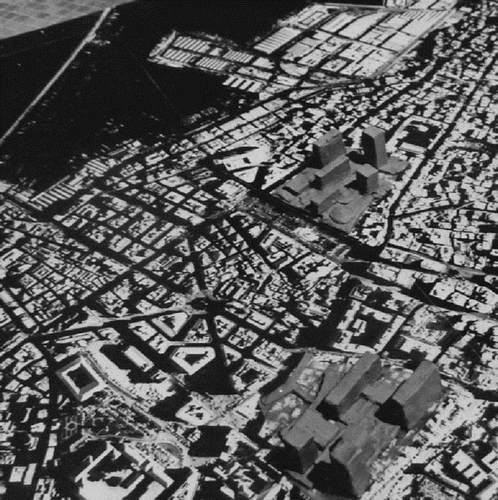 Figure 15. Maquette of the 1964 District Plan showing the redevelopment plan for Ghalghoul and the quartier Est de la Place de Place de Martyrs.Source: Photograph by G. Banshoya.