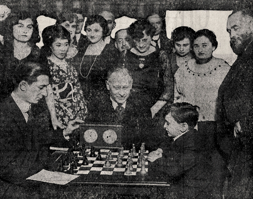 Figure 3. Samuel Reshevsky, nine years old, playing against Edward Lasker at Julius Rosenwald’s home. In The Chicago Tribune, ‘Youthful chess champion defeated’, 1 April 1921. Courtesy of Library of Congress.