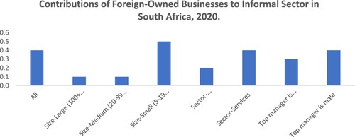 Figure 1. Foreign ownership of Informal Business in South Africa and their manufacturing sub-sections.