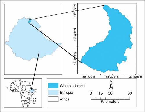 Figure 1. Geographic location of Giba catchment.