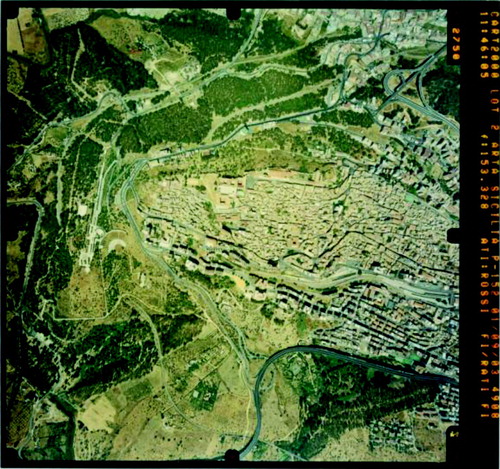 Figure 6. Example of aerial photograph covering the western portion of the urban area of Agrigento (track 152, frame 2750; Figure 4).