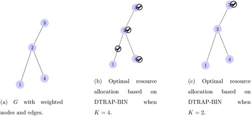 Figure 1. Simple example showing optimal resource allocations solved using DTRAP-BIN.