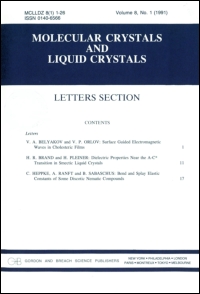 Cover image for Molecular Crystals and Liquid Crystals, Volume 340, Issue 1, 2000