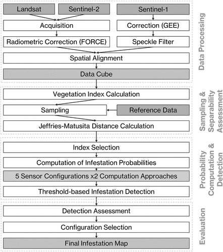 Figure 3. Workflow of the methods used in this study. Gray boxes indicate the datasets, and white boxes the applied methods.