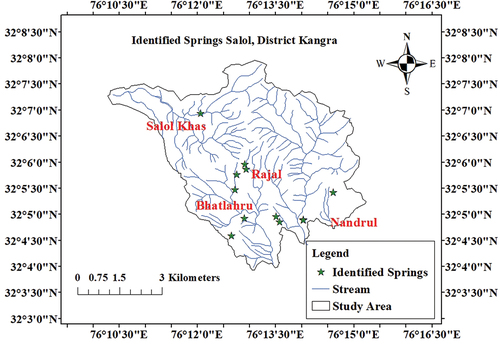 Figure 1. Identified springs in the study area.