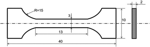 Figure 3. Drawing of the tensile test specimen.