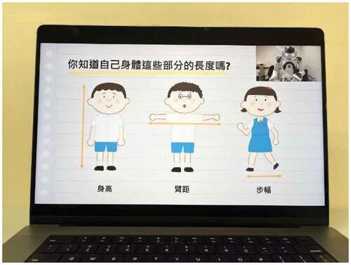 Figure 4. Screenshot of NAO teaching the measurement topic.