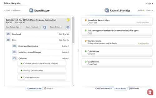 Figure 7 Screen showing the results scores listed by severity and patient prioritization in first step of developing a treatment plan.