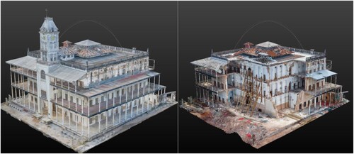 Figure 1. House of Wonders before and after collapse (image produced by the Zamani Project, reproduced with permission).