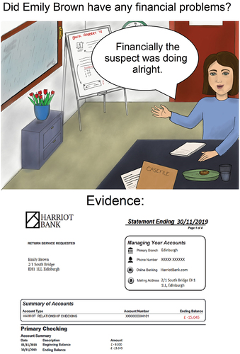 Figure C2. Experimental item: Briefing (suspect Emily Brown, strong evidence).