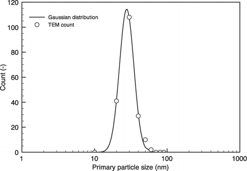 FIG. 8 The primary particle size distribution measured from TEM images.