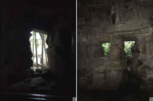 Figure 17. a: Inside view of the artificial mountain in the Kanshanlou building © Wang Xin. All rights reserved; b: Inside view of the artificial mountain in the Cuilinglong building © Wang Xin. All rights reserved.