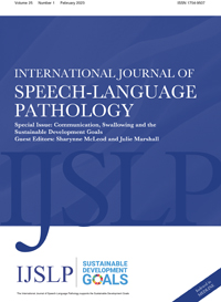 Cover image for International Journal of Speech-Language Pathology, Volume 25, Issue 1, 2023