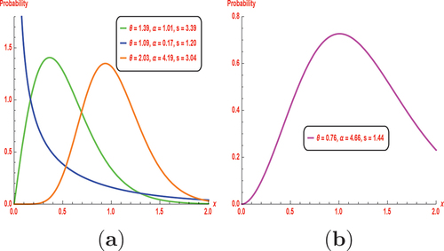 Figure 1. Different graphical representations for pdf of the NKwE distribution.