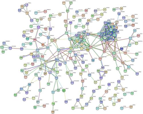 Figure 3 PPI network of DEGs between control samples and atrial fibrillation samples.