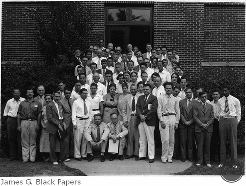 Fig. B.3. A group at the Nuclear Symposium at Michigan, 1936, including Ruhlig. Digital Collections, accessed September 30, 2023, https://digitalcollections.eku.edu/items/show/3347. (Credit: Eastern Kentucky University, with citation per their guidance.)
