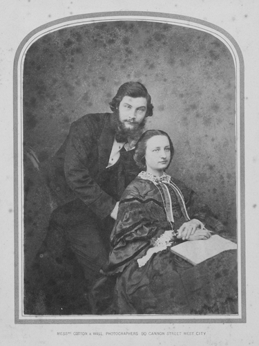 Figure 2 Perkin and his First Wife (and Cousin), Jemima (née Lissett), ca 1861. The dress could well be dyed with mauve and possibly even from the same dress length now held by the Science Museum, London. Courtesy of the Science Museum/Science and Society Picture Library.