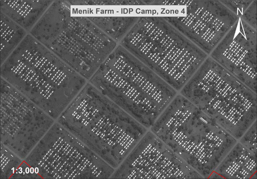 Figure 4.  Presentation of the path's net constructed inside a Menik Farm IDP camp. WorldView-1 imagery © Digitalglobe 2009, distributed by e-GEOS.