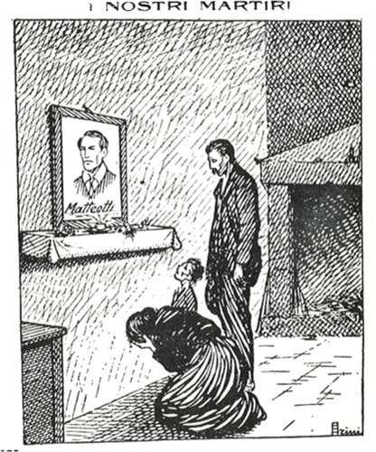 Figure 1. Scalarini depicted a domestic shrine to Matteotti in Avanti! the month after his kidnapping.