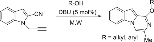 Scheme 6. Synthesis of 1-alkoxypyrazino [1,2-a] indoles.