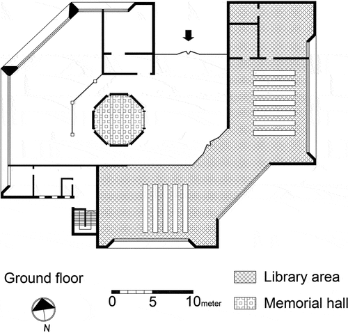 Figure 25. Kiryat Tiv’on memorial center: ground floor plan; drawn by the author, based on historic drawings.