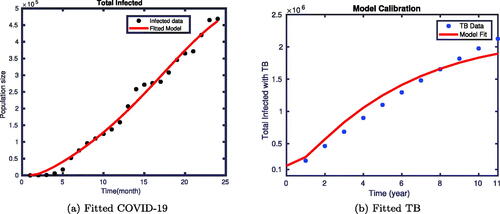 Figure 1. Model fitting using reported data of COVID-19 and TB.