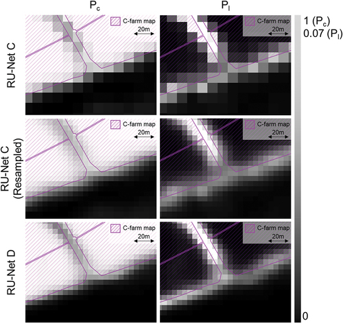 Figure 11. Comparison of spatial details in predictions of RU-Nets C and D.