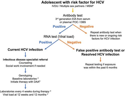 Figure 1 Flow diagram for HCV diagnosis and management in adolescents.