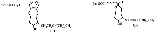 Figure 1 Chemical structure of treprostinil sodium (left) and epoprostenol sodium (right).