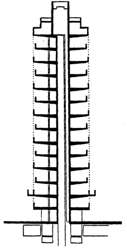 Figure 7. Section of the S.C. Johnson research tower, Racine, WI, 1950.