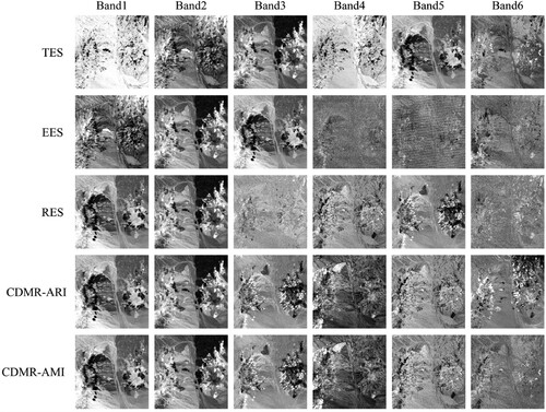 Figure 8. First six eigenvectors selected by various eigenvector selection methods.