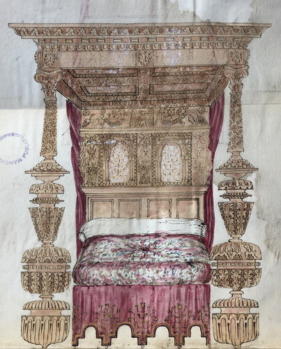 Fig. 7. George Shaw, an Elizabethan bed. M175/2/3, 139Courtesy of Oldham Local Studies and Archives