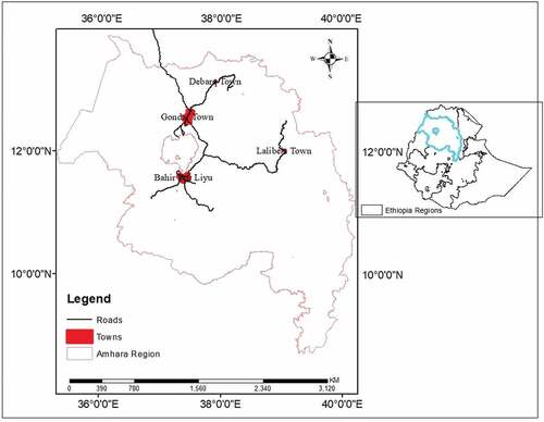 Map of the study sites with its tourism Routes, 2023.