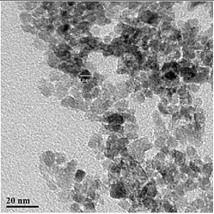 Figure 2. TEM micrograph of synthesised TiO2 nanoparticles.