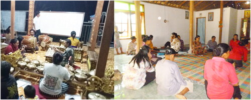 Figure 3. The leader of the Ngudi Laras karawitan delivering songs to the musicians and the audience.