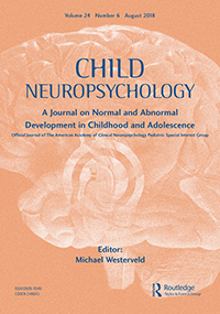 Cover image for Child Neuropsychology, Volume 24, Issue 6, 2018