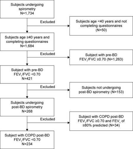 Figure 1 The flow diagram of COPD subjects selected in this study.