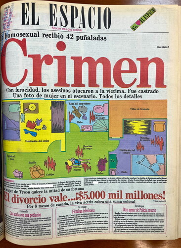 Figure 2. El Espacio, 10 October 1988.Source: National Museum of Colombia. Photo of Newspaper Coverage by Author. January 2023.