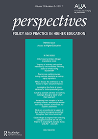 Cover image for Perspectives: Policy and Practice in Higher Education, Volume 21, Issue 2-3, 2017