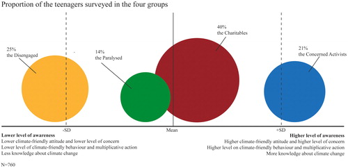 Figure 1. Proportion of the teenagers surveyed in the four groups.
