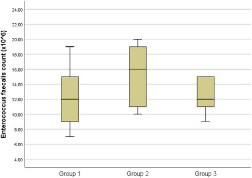 Figure 3. Box-plots of Enterococcus faecalis count among groups