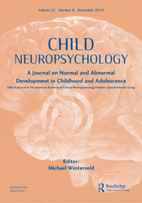 Cover image for Child Neuropsychology, Volume 22, Issue 8, 2016