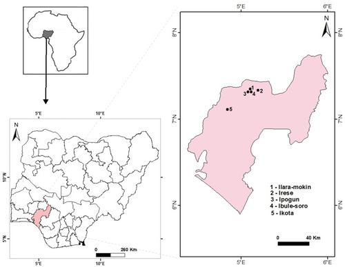 Figure 1 Map of the study area showing the peri-urban communities.