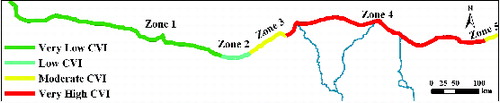 Figure 5. The CVI of Egypt's Mediterranean coast with the four categories of vulnerability.