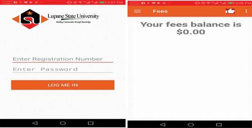 Figure 4. Screenshots showing log screen and fees balance.