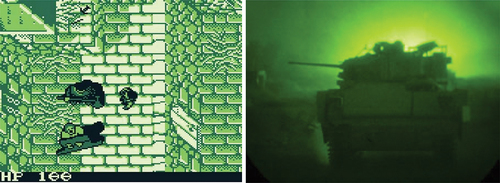 Figure 1. [Left] Screen capture of Prince of Thieve on Game Boy and [right] Photograph from Desert Storm coverage.